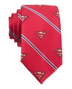 DC Comics Superman Logo Stripe Four-In-Hand Tie _Red