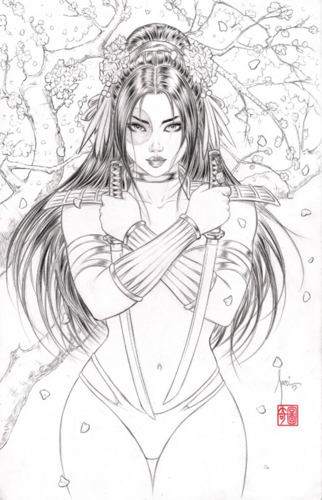 Billy Tucci’s original cover artwork for the Ran: Revenge of the Warrior Newsprint Edition.