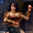 The One:12 Collective Wonder Woman is combat-ready, outfitted in a Themysciran battle suit with removable neck and shoulder armor, worn only by the most elite Amazonian warriors.